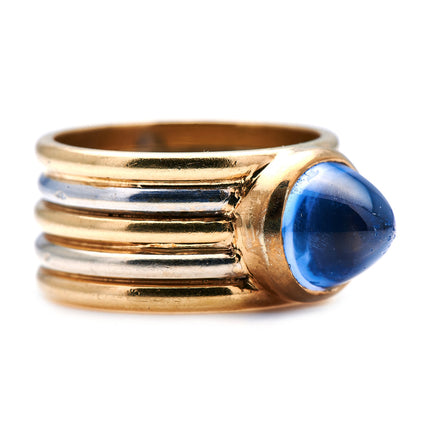 18ct Gold, French, Sri Lankan Cabochon Sapphire Ring