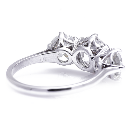 1940s, Platinum, Diamond Three-Stone Ring