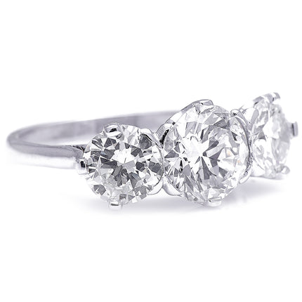 1940s, Platinum, Diamond Three-Stone Ring