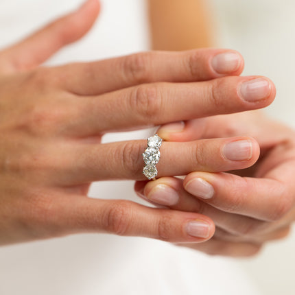 1940s, Platinum, Diamond Three-Stone Ring