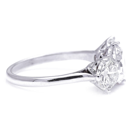 1940s, Platinum, Diamond Three-Stone Ring