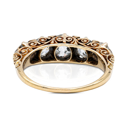 Victorian Five Stone Diamond Half Hoop Engagement Ring, 18ct Yellow Gold