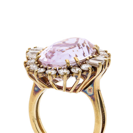 1950s Morganite and Diamond Cocktail Cluster Ring, 18ct Yellow Gold