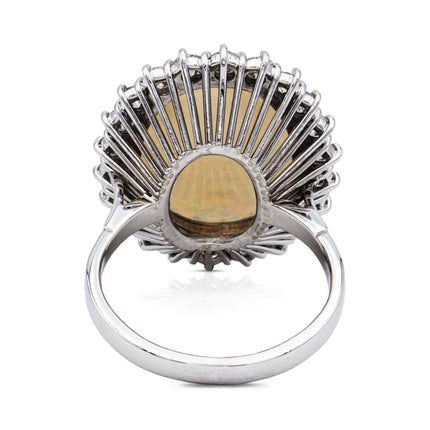 Australian Opal and Diamond Cluster Ring, 18ct White Gold