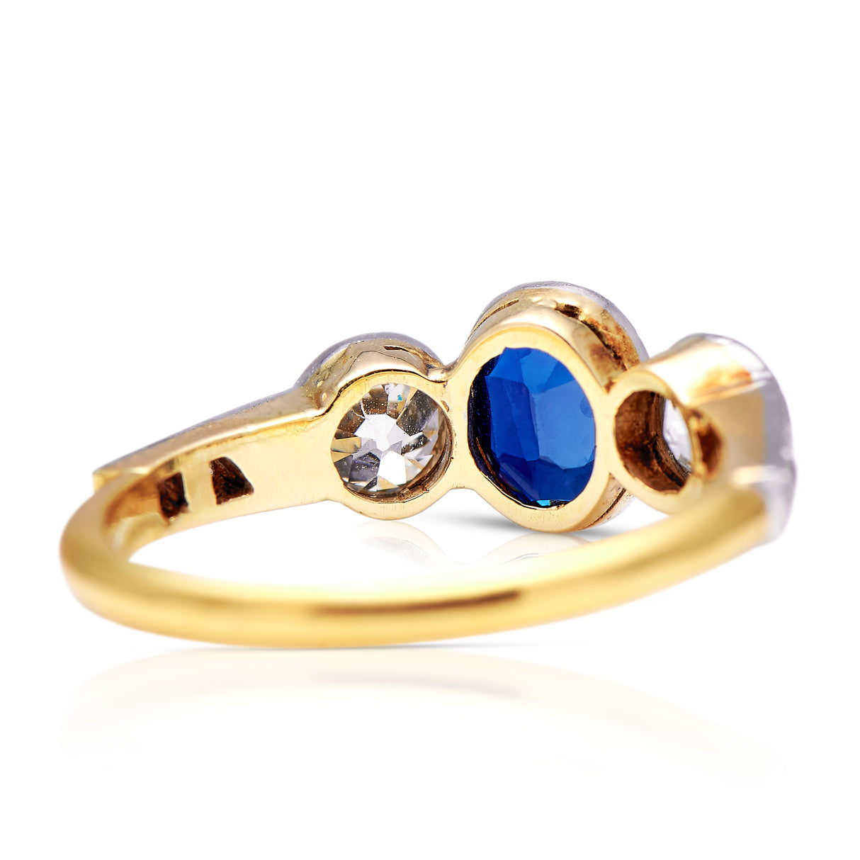 Edwardian, Sapphire and Diamond Engagement Ring, 18ct Yellow Gold, Platinum