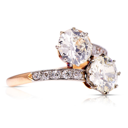 Antique, Edwardian, 2.76ct Diamond Toi Et Moi Ring, Platinum, 18ct Yellow Gold