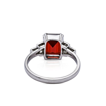 Art Deco Garnet and Diamond Ring, Platinum