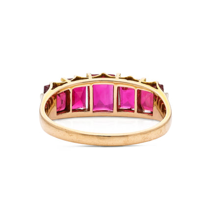 Antique Spinel Half Hoop Ring, 18ct Yellow Gold