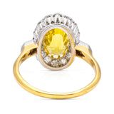 Antique French yellow sapphire & diamond cluster ring, 18ct yellow gold