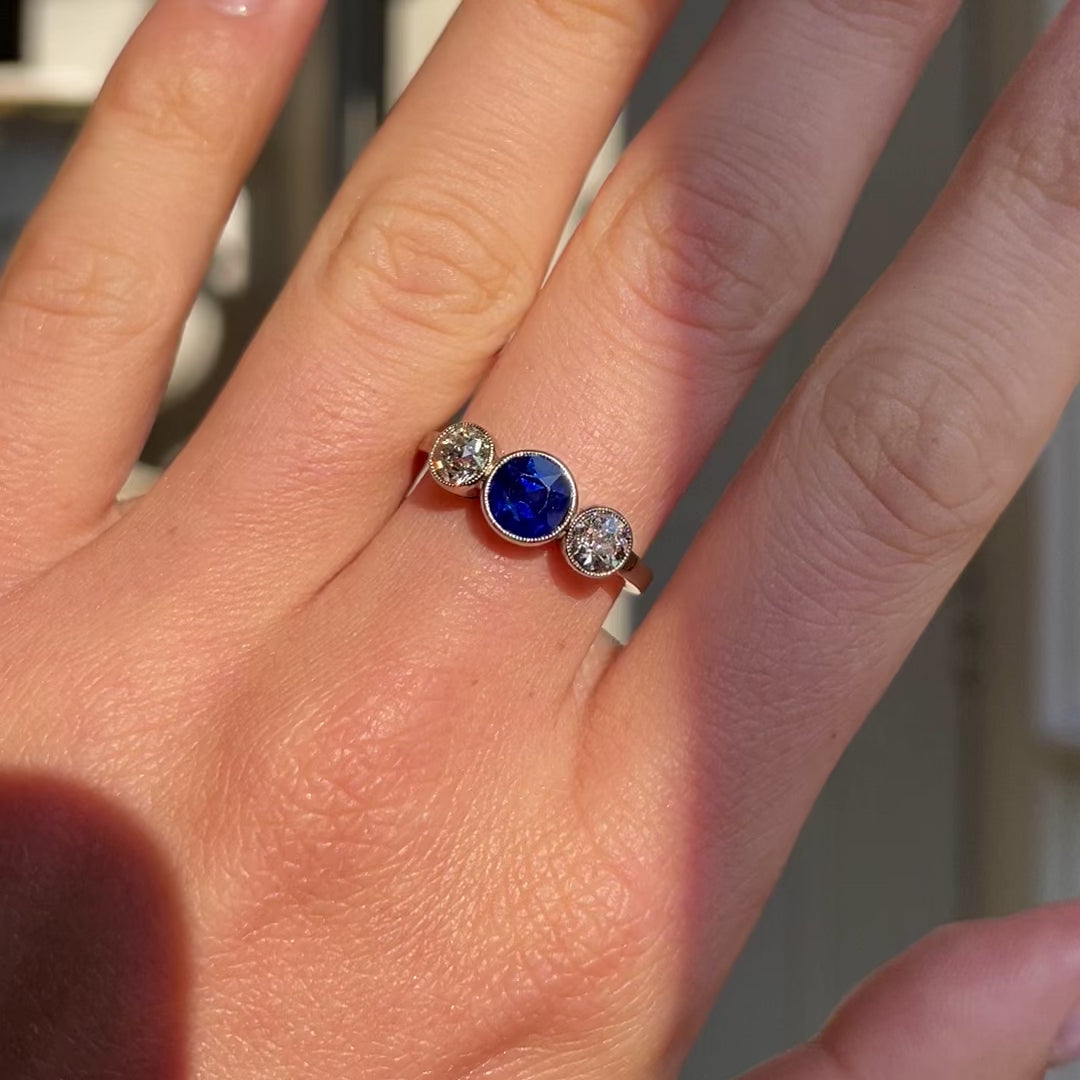Art Deco sapphire & diamond engagement ring