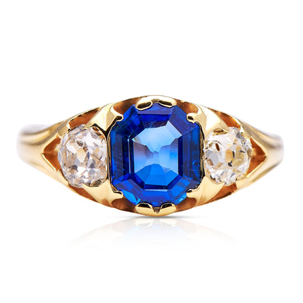 Burmese-Sapphire-Diamond-Victorian-Engagement-Antique-Ring-Vintage-Jewellery