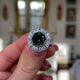 Contemporary, tourmaline and diamond hexagonal cluster ring, 18ct yellow gold and platinum