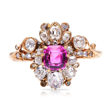 Belle-Époque-Ring-Pink-Sapphire-Gold-Diamond-Fancy-Cluster-Ring
