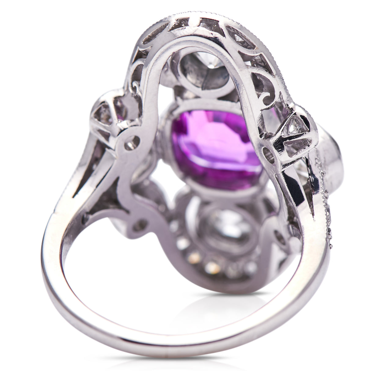 Art Deco, French, platinum, pink sapphire & diamond ring