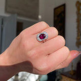 Art Deco | 2ct Ruby and Diamond Ring, Platinum