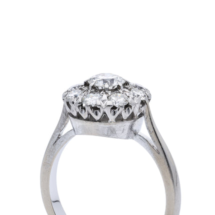 Art Deco Diamond Cluster Engagement Ring, 18ct White Gold