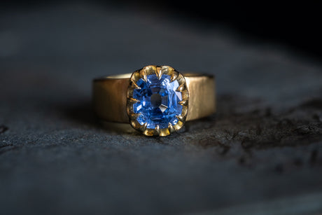Victorian, 18ct Gold, Cushion-Cut Sapphire Engagement Ring | Antique Rings | Antique Ring Boutique | Vintage Engagement Rings | Antique Engagement Rings