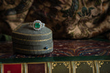 Edwardian, 18ct gold, garland style, emerald and diamond ring