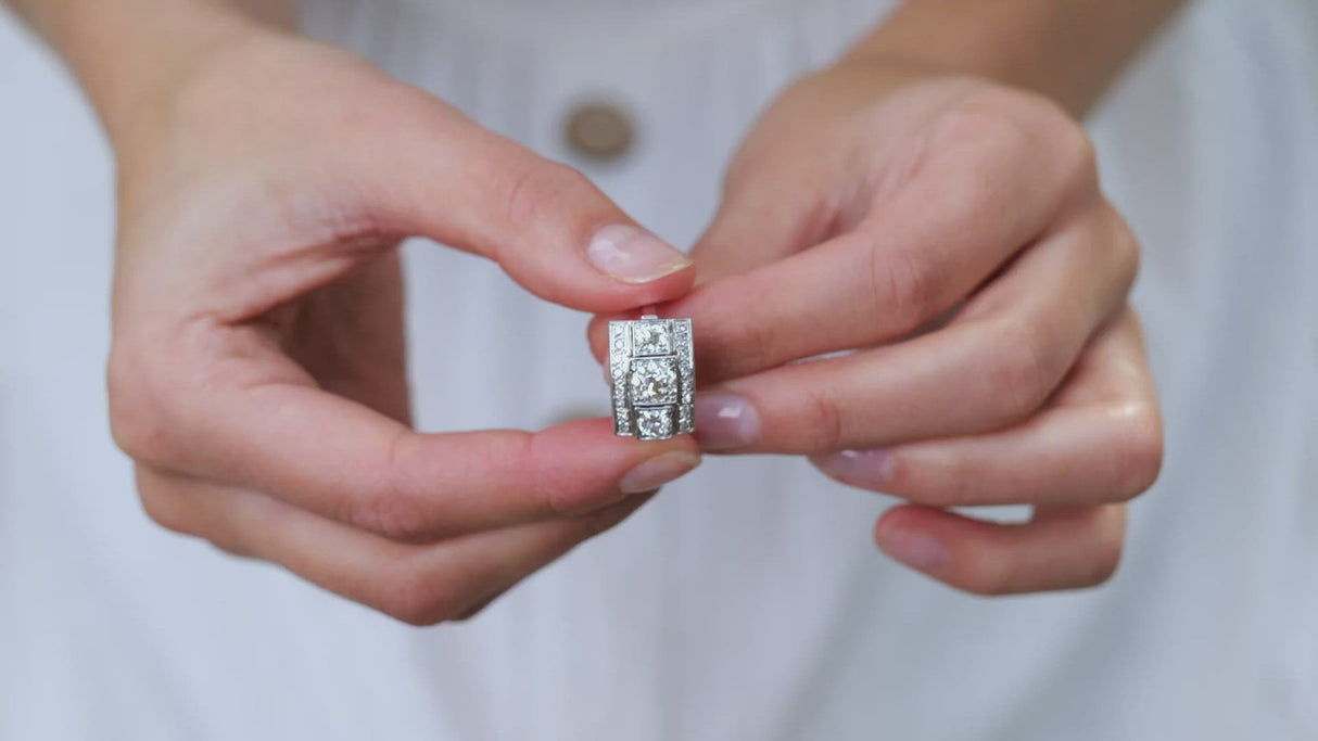 Art Deco, 1930s, platinum, diamond plaque engagement ring