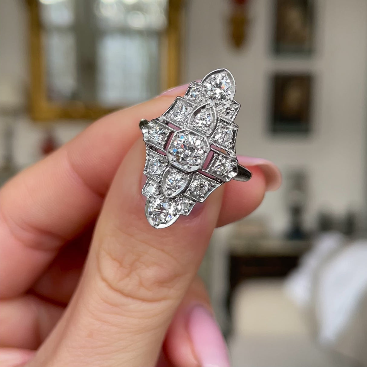 Art Deco, diamond cluster ring