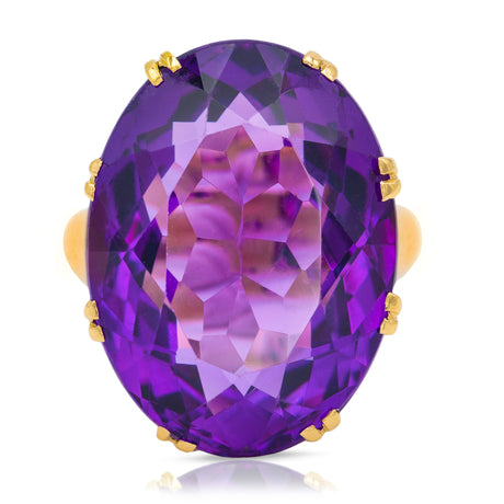Victorian amethyst cocktail ring, front view. 