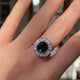 Contemporary, tourmaline and diamond hexagonal cluster ring, 18ct yellow gold and platinum