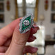 Art Deco emerald & diamond ring, platinum