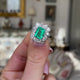 Engagement | 18ct white gold, Colombian emerald and diamond cluster ring