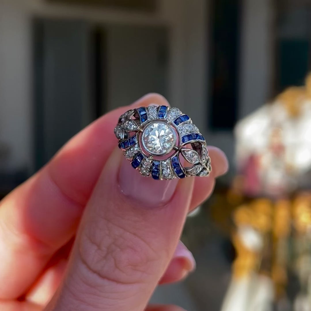 Edwardian Belle époque Sapphire and Diamond Ring