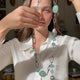Hammered Links | Long Faceted Chrysoprase Necklace, Silver