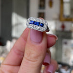 Art Deco sapphire & diamond engagement ring