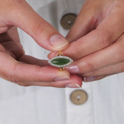 Antique_Rings Edwardian, 18ct Gold, Platinum, Nephrite Jade and Diamond Ring