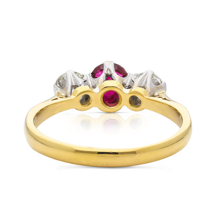 Vintage Ruby and Diamond Engagement Ring, 18ct Yellow Gold