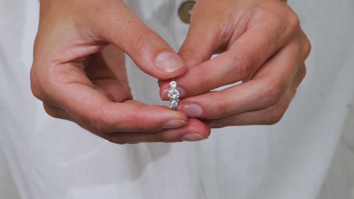 Art Deco, platinum, diamond three stone ring