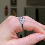 Antique sapphire & diamond & natural pearl cocktail ring