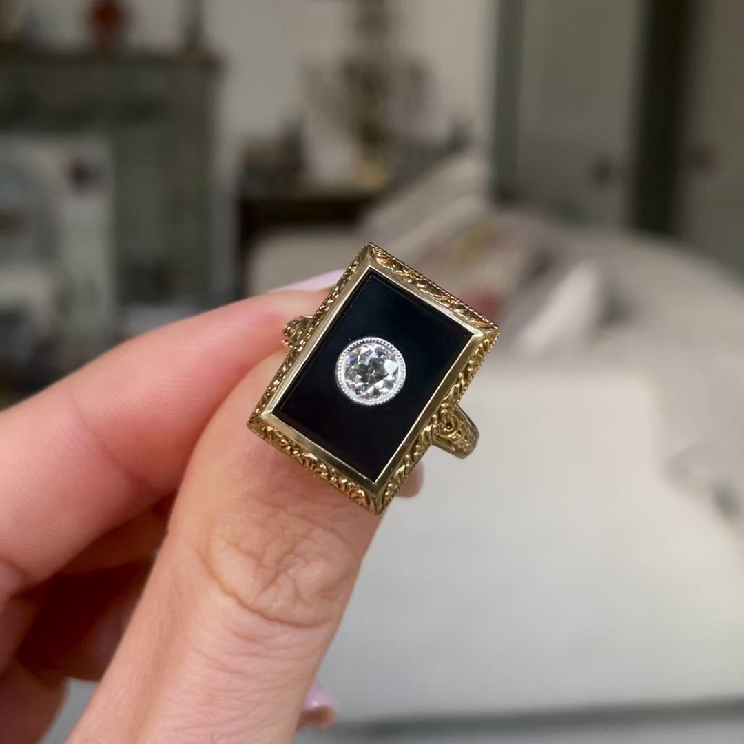 Art Deco, diamond & onyx ring