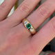 Antique emerald and diamond three stone gypsy ring, 18ct yellow gold