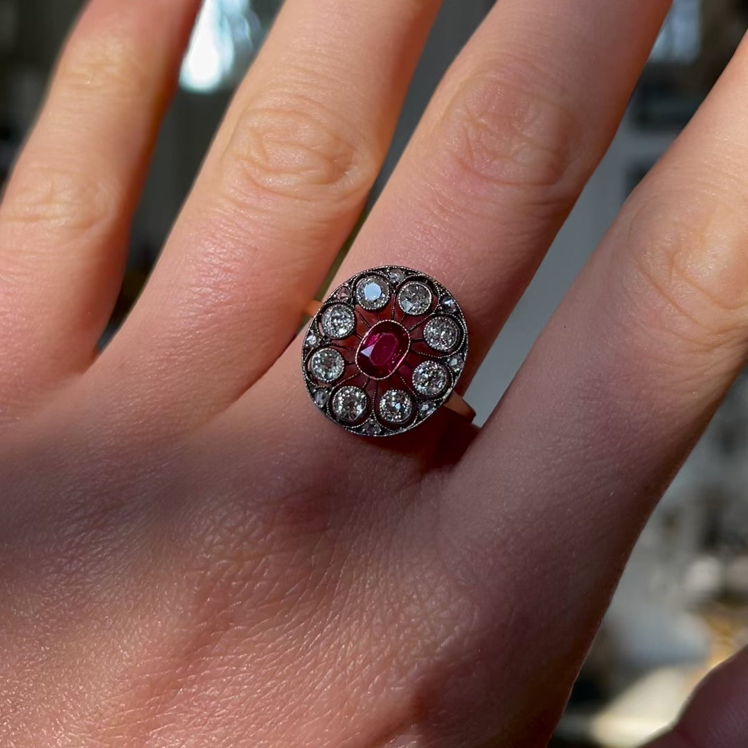 Belle Époque ruby & diamond cluster ring