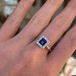 Edwardian royal blue sapphire & diamond engagement ring