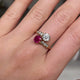 Antique,  Edwardian Burmese ruby and diamond ring toi et moi engagement ring
