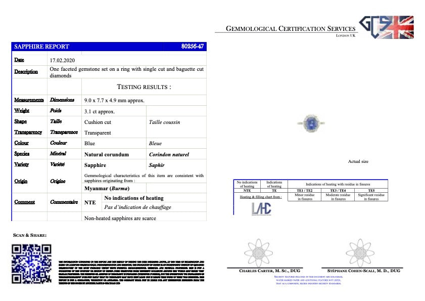 Art Deco Burmese sapphire & diamond cluster engagement ring