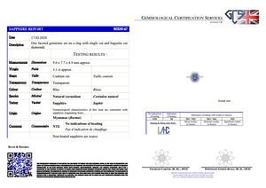 Art Deco Burmese sapphire & diamond cluster engagement ring