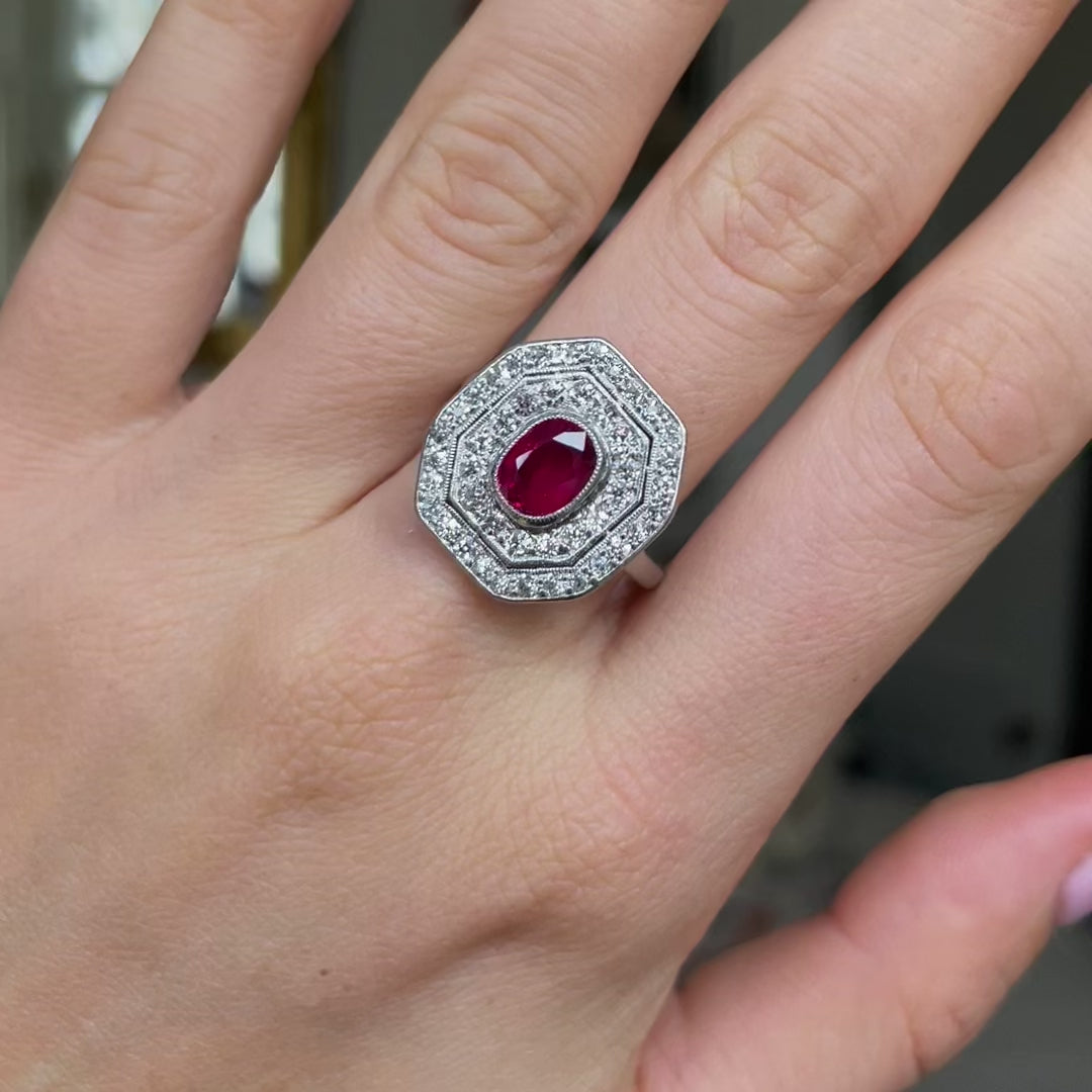Art Deco, ruby & diamond ring