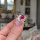 Antique,  Edwardian Burmese ruby and diamond ring toi et moi engagement ring