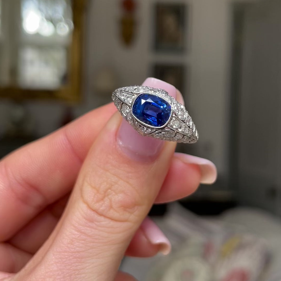 Antique | Belle Époque, platinum, sapphire & diamond ring