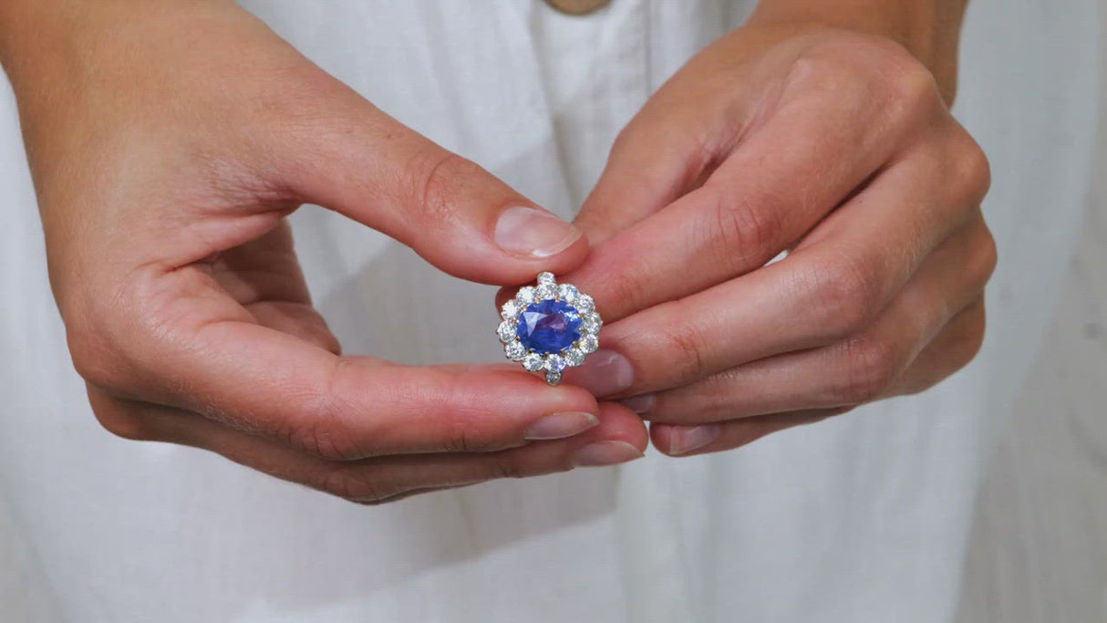Extraordinary, French, 18ct Gold, Cornflower Blue Sapphire and Diamond Ring