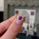 Edwardian oval Burmese pink sapphire & diamond engagement cluster ring