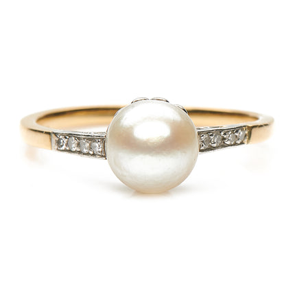 Antique-Edwardian-18ct-Gold-Platinum-Natural-Pearl-Diamond-Ring