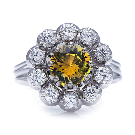 Platinum-Chrysoberyl-Diamond-Cluster-Ring