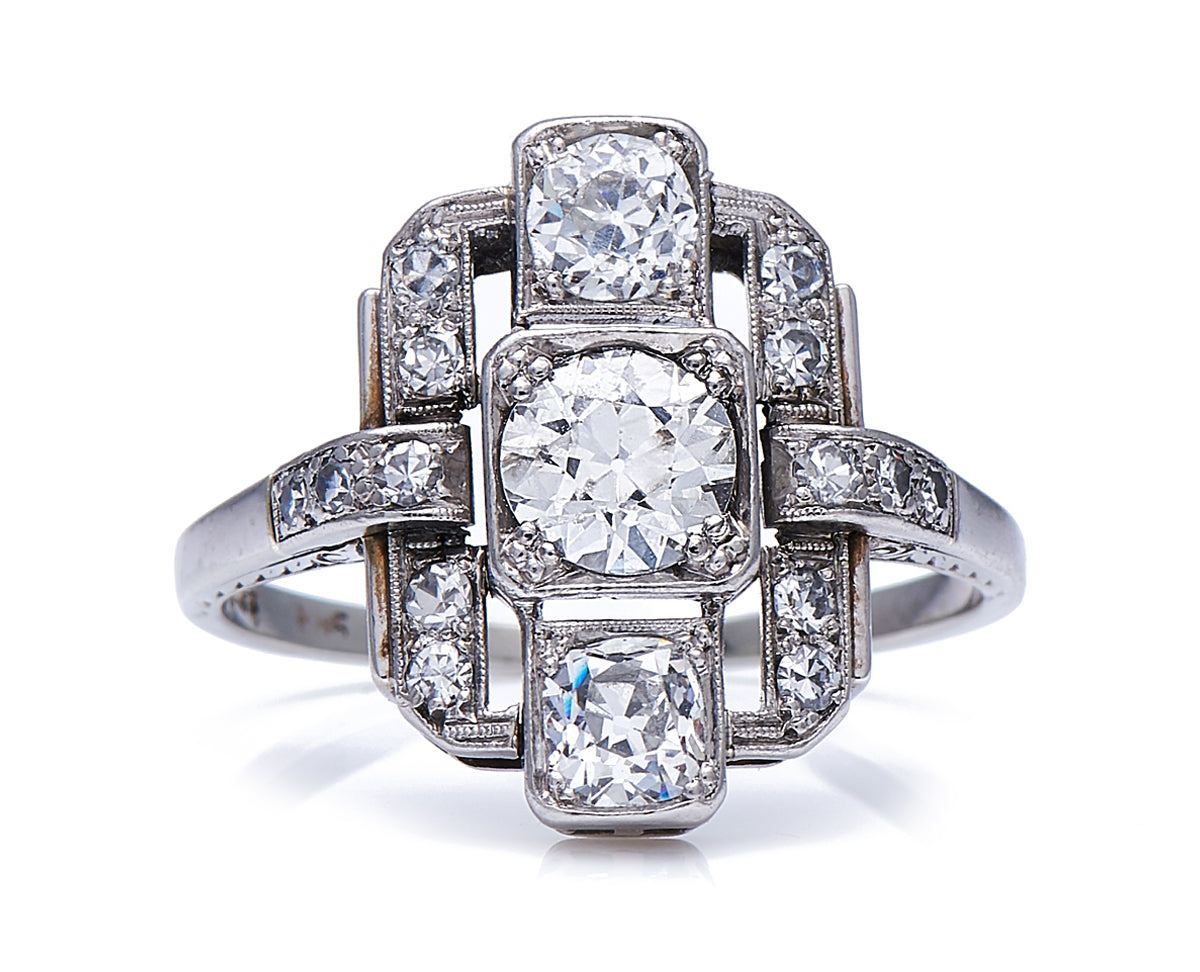Engagement-Art Deco-1920s-Diamond-Cluster-Ring